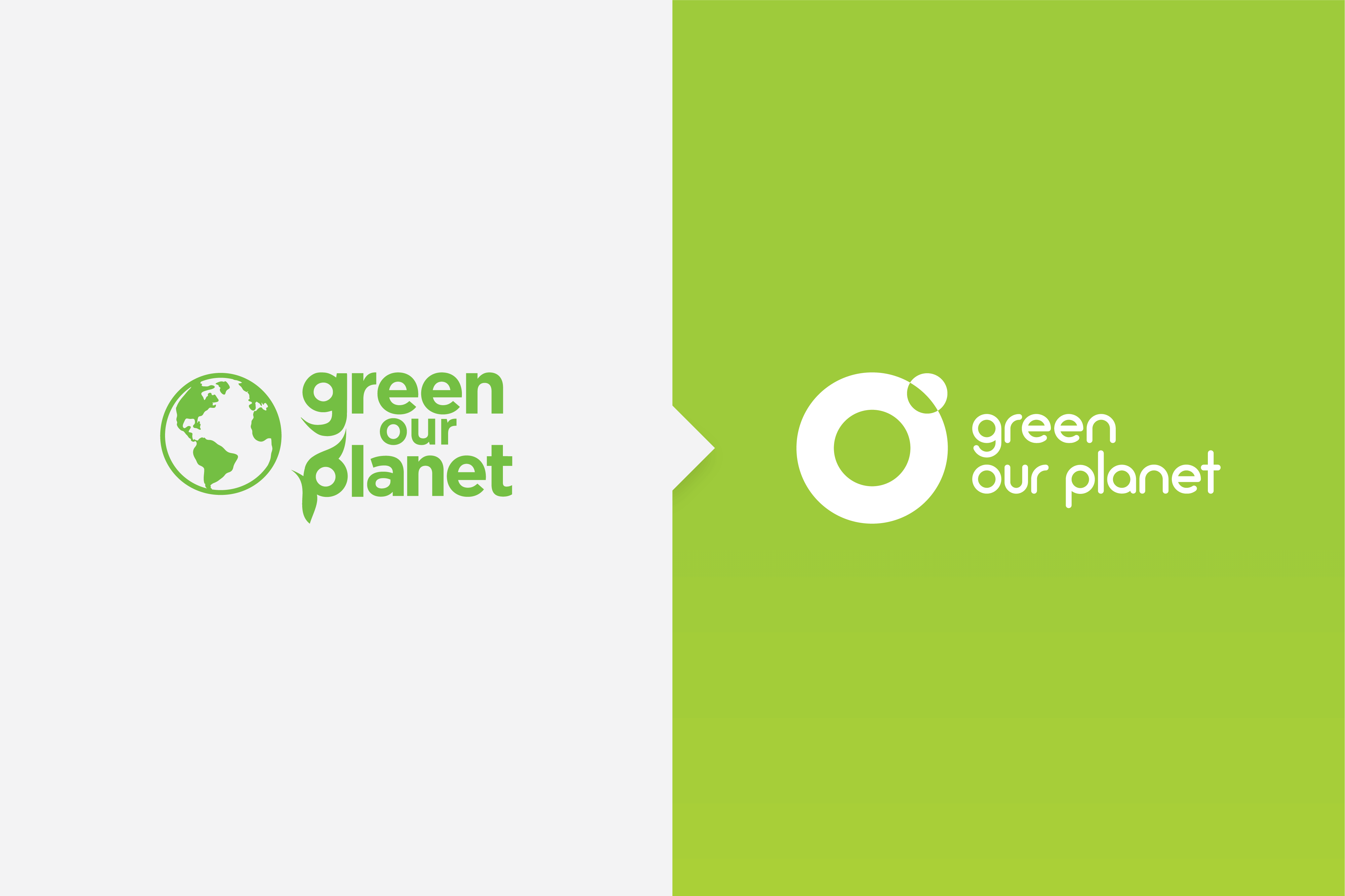 Side by side of Green Our Planet's old and new logo