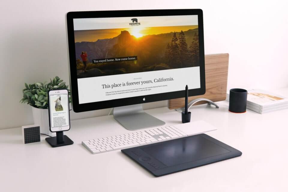 Landing page displayed on mac and iphone