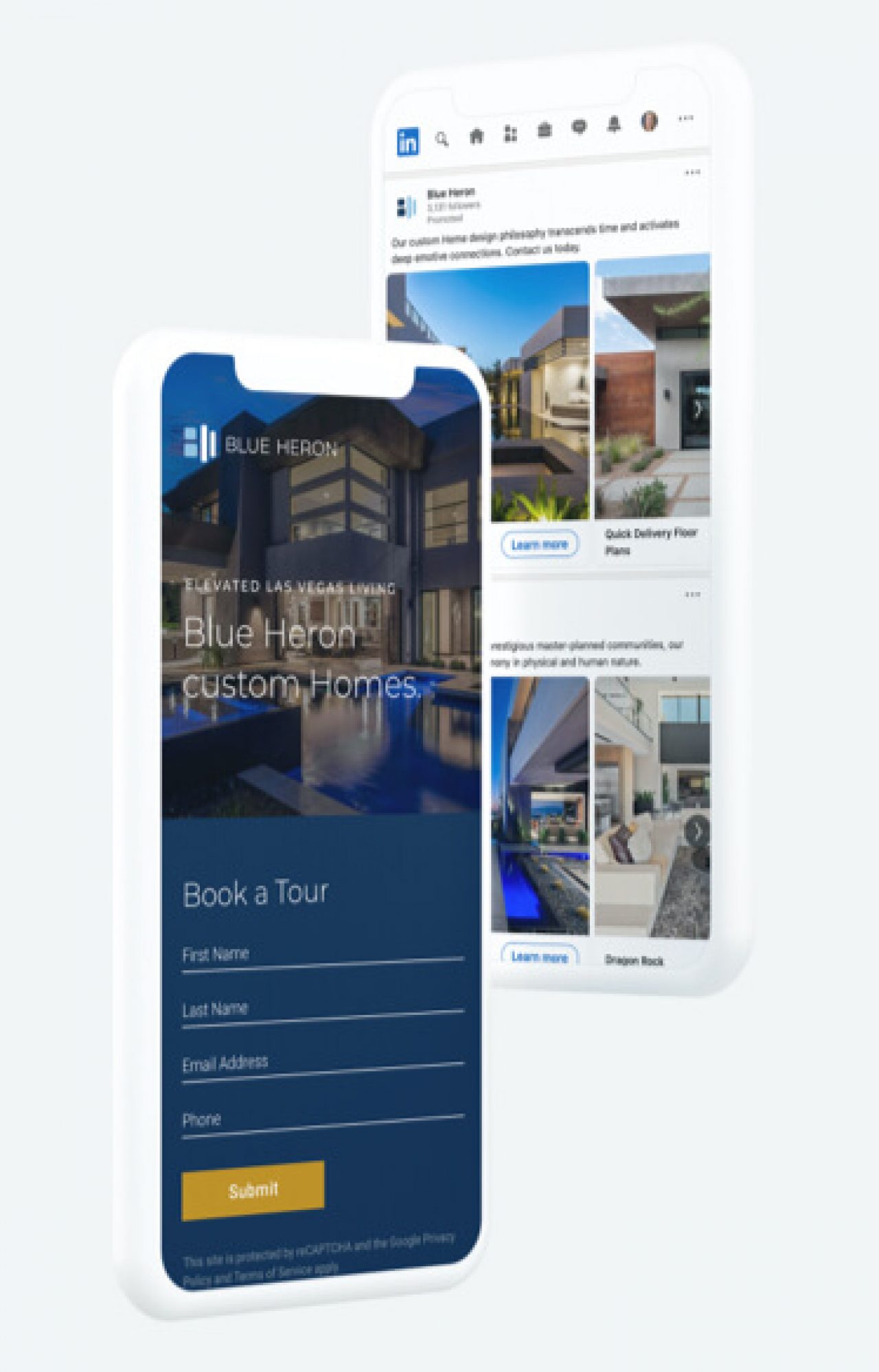 Blue Heron mobile website mockup