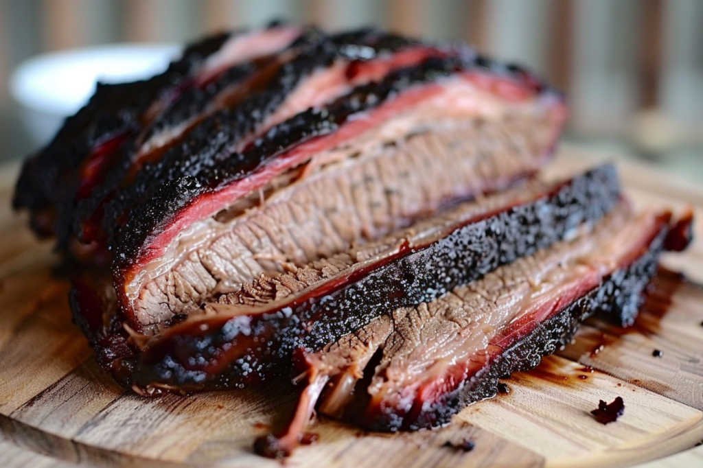 A close-up of sliced BBQ brisket, showing the tender and rich texture, symbolizing the end result of expert attention, similar to what a B2B web design agency offers.