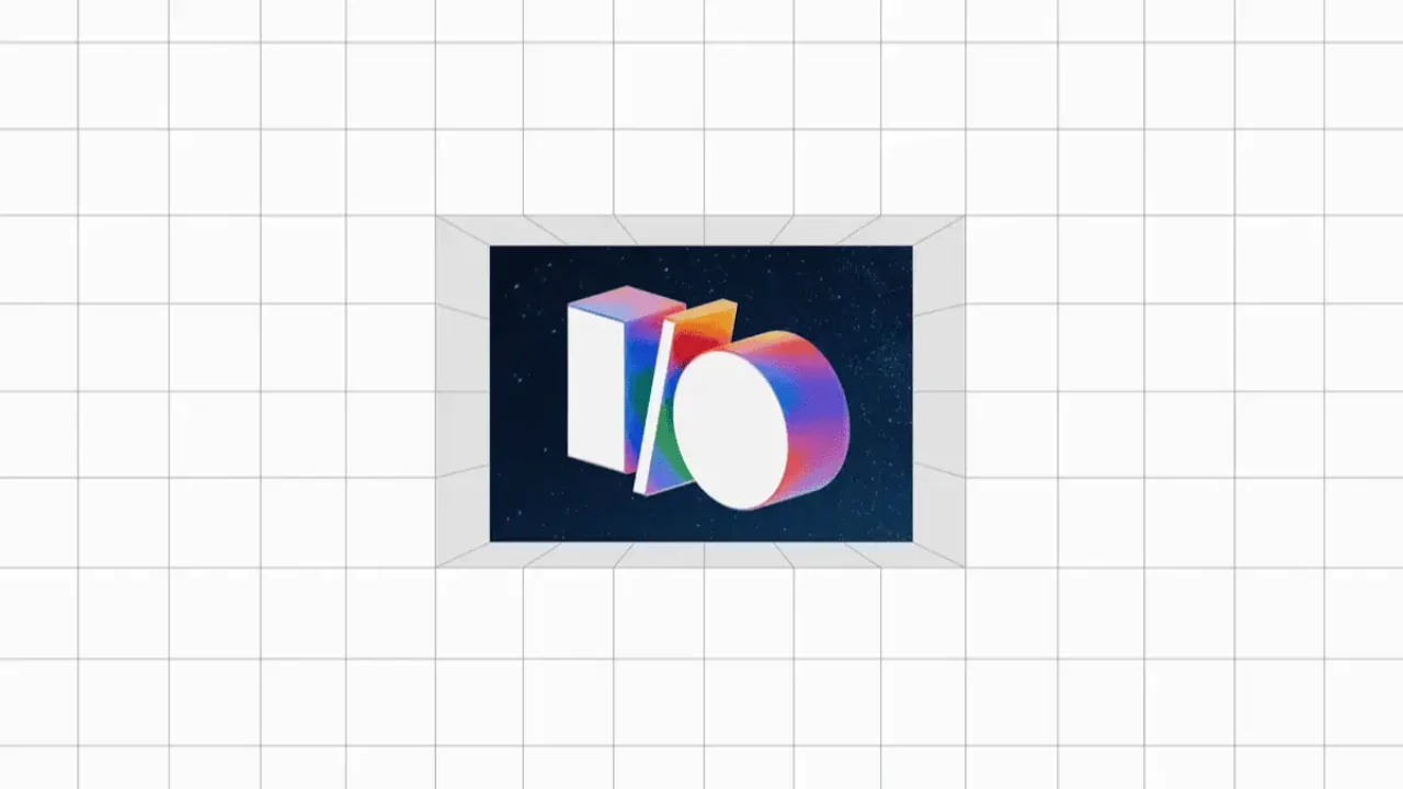 Google I/O 2025 logo displayed in a digital portal with a space-themed background