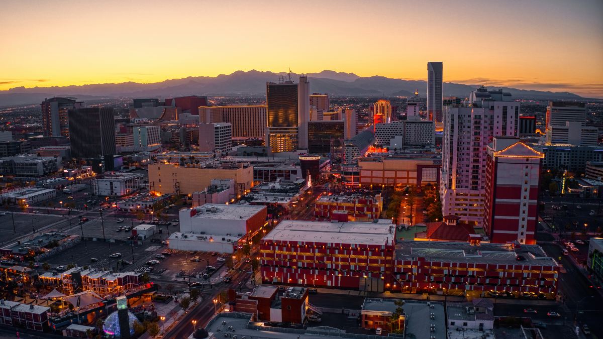 aerial image of downtown vegas alliance