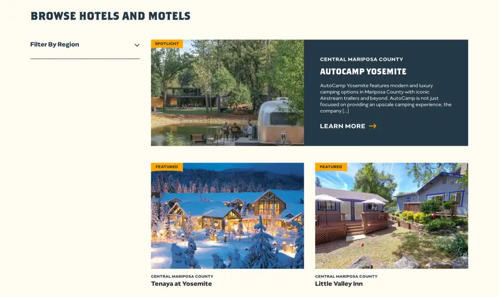 lodging listing page design