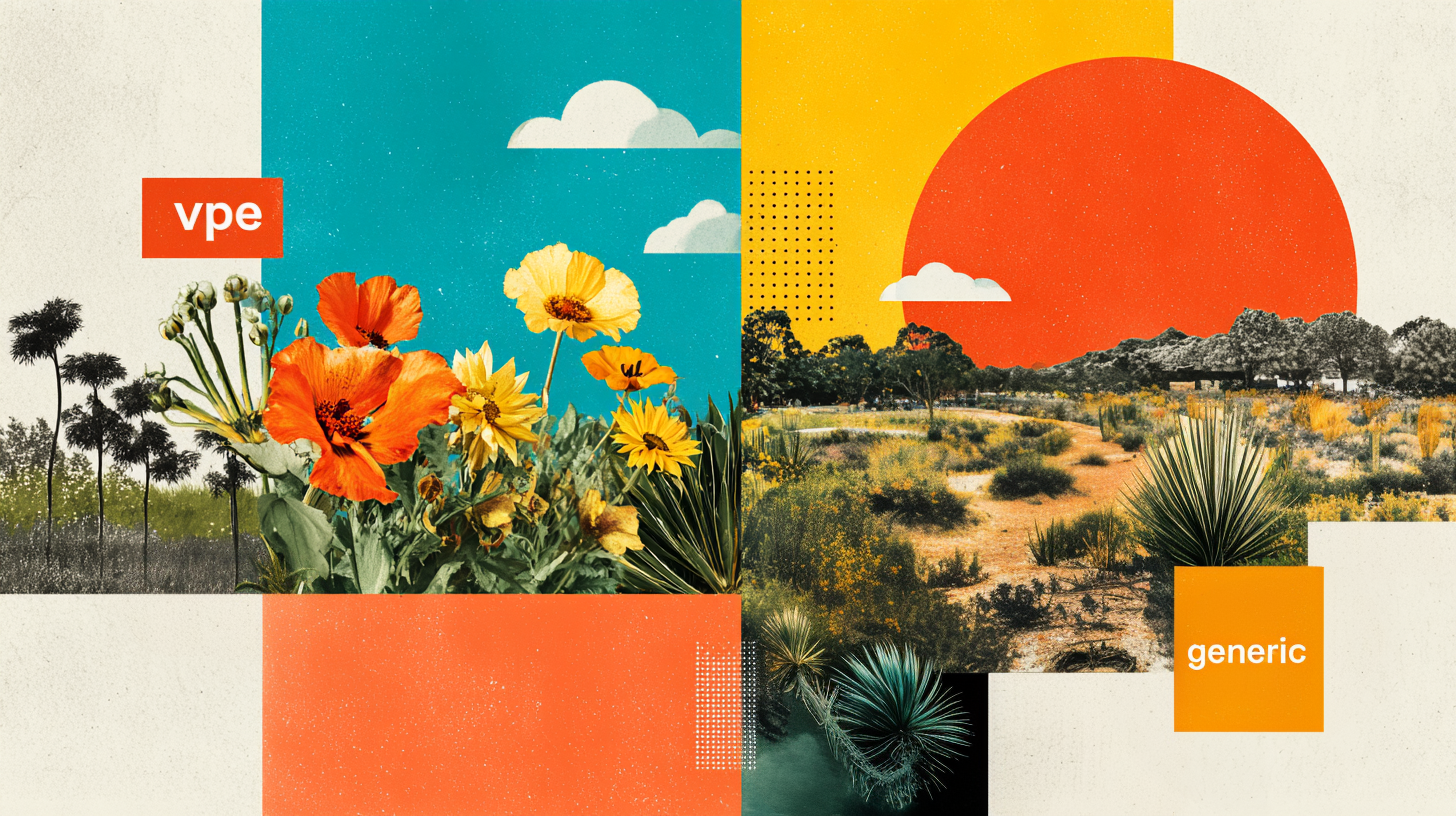 Vibrant garden contrasted with barren ground to illustrate personalized experiences versus generic campaigns.