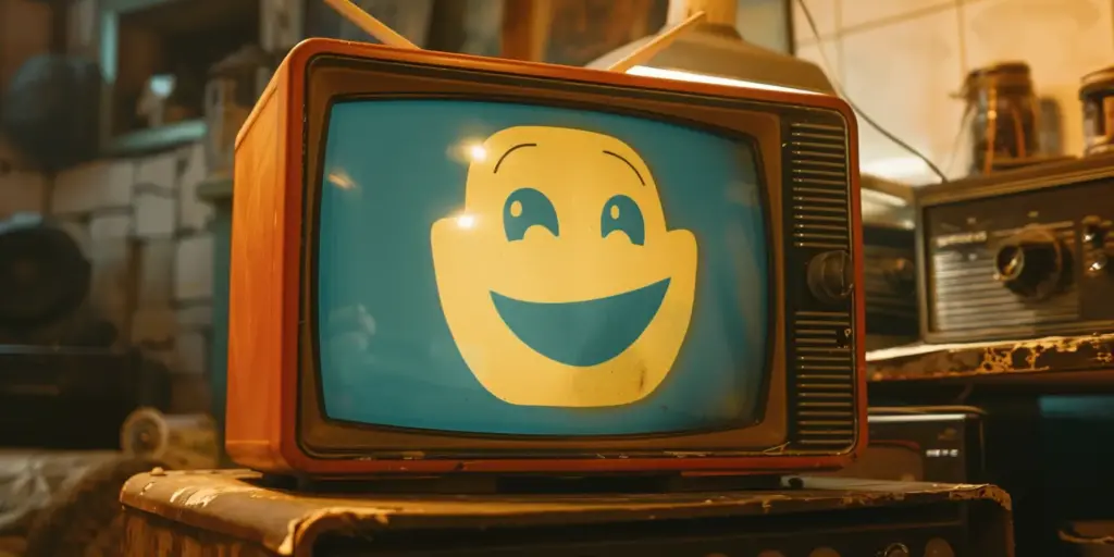 retro tv with happy face representing emotional advertising
